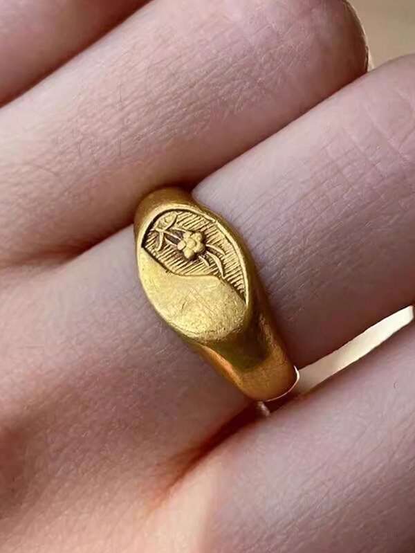 1pc Floral Bohemian Style Open Ring, Fashion Versatile Jewelry Gift For Men & Women