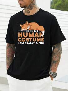 Fox-Fun-T-Shirt , Herren-T-Shirt mit Rundhalsausschnitt, 220 g/m², für den Sommer, aus reiner Baumwolle, kurzärmelig (1 Stück)