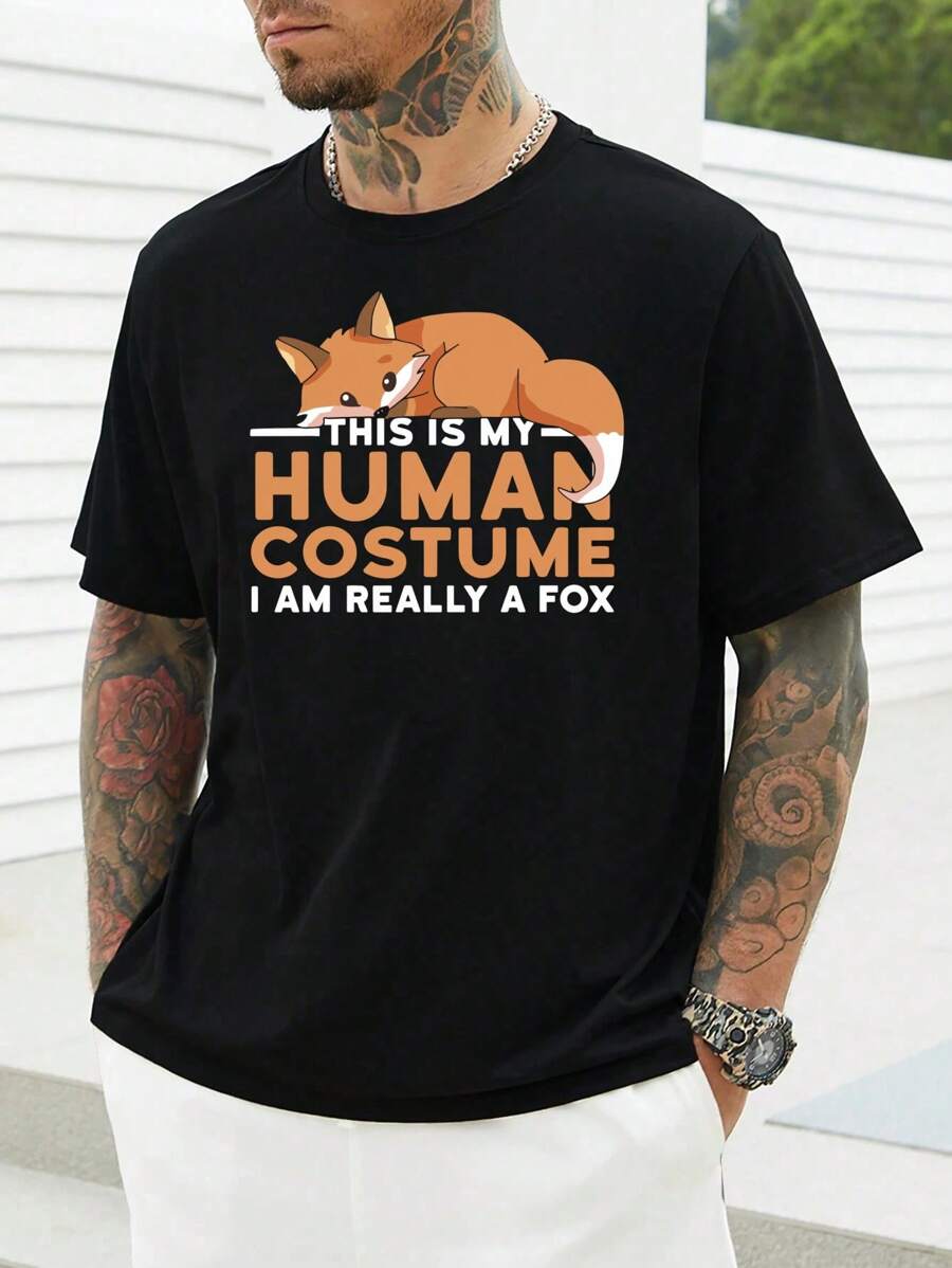 Fox-Fun-T-Shirt , Herren-T-Shirt mit Rundhalsausschnitt, 220 g/m², für den Sommer, aus reiner Baumwolle, kurzärmelig (1 Stück)