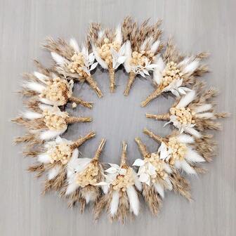 Mini Dried Flower Bouquet Small Pampas Grass, Bohemian Wedding Table Centerpieces Table Arrangements, Bridesmaid Flower Girl Proposal Gift Box, Birthday Cake Table Vase Decorations. (Brown), Valentine's Day, Gift Gifts Graduation,Fall Decor,Autumn