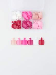 144 piezas de uñas postizas de colores para los dedos de los pies, puntas de uñas cuadradas cortas que cubren por completo, uñas acrílicas artificiales brillantes para decoración de mujeres, uñas postizas para los dedos de los pies en blanco, rosa y rojo, suministros para uñas