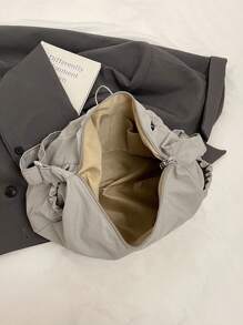 Spring/Summer New Ruched Cloud Drawstring Shoulder Bag, Crossbody Underarm Bag For Women - Grey - View 5