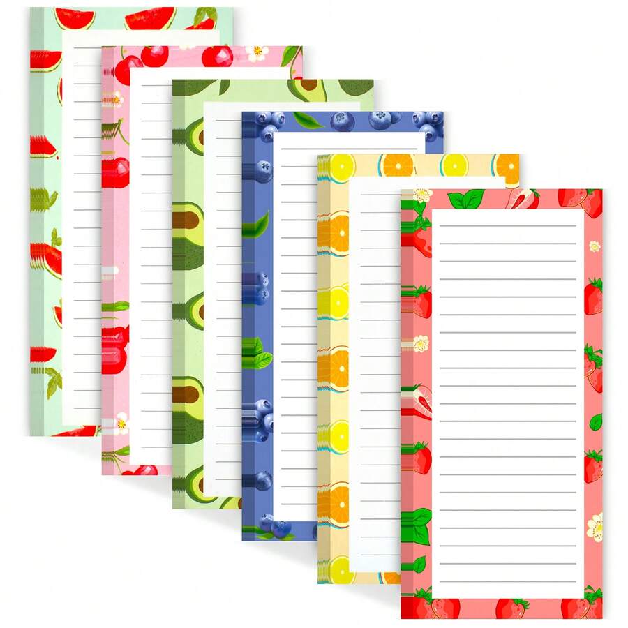9 Pack Magnetic Notepads For Refrigerator, Fruit Design Magnetic Grocery List Pad For Fridge, Full Magnet Back Shopping Lists, 25 Sheets Per Note Pads - Multicolor - View 1