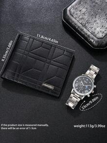2 件套：男士休闲时尚钱包 + 时尚石英腕表，周年纪念、生日、父亲节的完美礼物