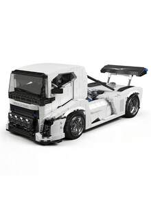 10036 Technik Ritter LKW Bausatz Klemmbausteine Kit, 1604+ Teiles Kreativer Sportwagen LKW Model Bausteine Spielzeug für 14+ Erwachsen (Statische Version) - Weiss - Übersicht 2