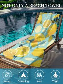 1pc Printed Beach Towel, Summer Fruit Pattern Swim Towel, Bath Towel, Fashion Style Beach Towel, Super Absorbent Bath Towel For Bathroom, Swimming, Fitness, Yoga, Soft And Comfortable Microfiber Towel, Lightweight And Portable, Wind And Sun Protection, Sandproof For Summer Travel, Vacation Holiday Bathroom Decor, Available With Or Without Storage Bag, Recommend Regular Sizes And Larger Sizes, (35*75cm Small Size Towel,150cm Or Above Recommended)