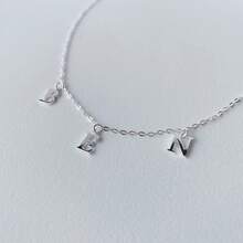 Custom Dangle Initial Name Necklace Personalized Space Letter Name Necklace Initial Necklace Name Choker Sterling Silver Gifts For Her - Multicolor - View 6