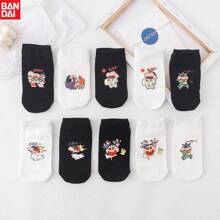 bandai Bandai, Crayon Shin Chan kurze Socken, Mode-Socken für Frühling und Sommer, Crayon Shin Chan Cartoon Box bedruckte Socken, weiße und schwarze kurze Socken, feuchtigkeitsableitend, atmungsaktiv, dünne Boot-Socken, geeignet für Frühling und Sommer, schweißfest, perfektes Party-Geschenk & Geburtstagsüberraschung, ideal für Weihnachten, Halloween, Thanksgiving Geschenke.