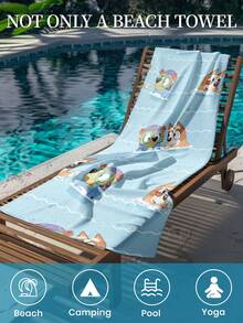 Bluey 1 件蓝色沙滩巾，可爱蓝色图案游泳巾，浴巾，时尚风格沙滩巾，超强吸水浴巾，适用于浴室、游泳、健身、瑜伽，柔软舒适的超细纤维毛巾，轻巧便携，防风防晒，防沙，适合夏季旅行，度假浴室装饰，建议常规尺寸和更大尺寸，（35 * 75 厘米小尺寸毛巾，建议 150 厘米或以上） - 淺藍色 - 查看 9