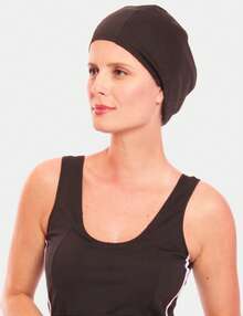 Swimsuit Water Aerobics Swimming Side Stripe + Simple Cap Backless / Backless Beach Holidays - Black/Purple - View 6