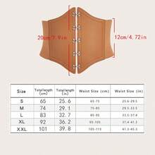 1pc Geometric Faux Leather Corset Elastic Waist Belt With 5 Buckles For Women Halloween Costume - B - View 15