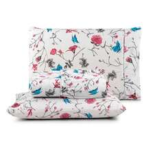 Single Sheet Set With 2 Pieces Printed Cotton Fabric With Elastic All Around And Pillowcase In Matchstick Stitch - Creamy White - View 2