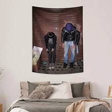 1 件 2 人摆姿挂毯，背景装饰，墙壁装饰，适用于客厅、卧室、办公室、宿舍、家庭聚会装饰的涤纶挂毯，具有悬垂效果的矩形壁挂布。包括 3 个墙钉和 2 个夹子。 - 彩色 - 查看 4