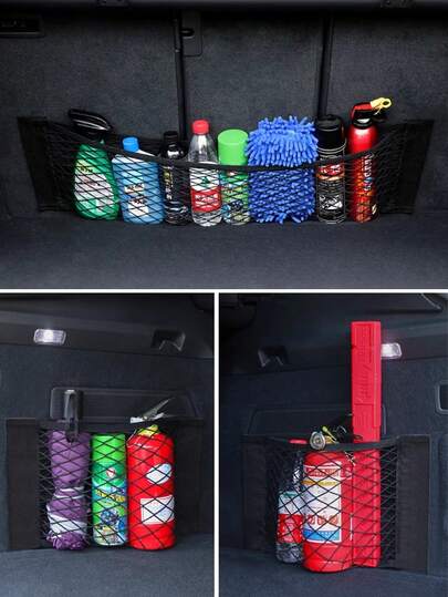 Automotive Hook And Loop Net Pouch, Car Trunk Storage Organizer Accessories, Vehicle Interior Organization Holder
