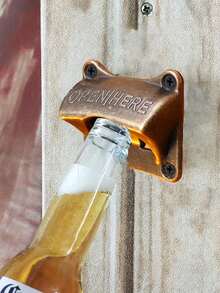 1 件复古锻铁啤酒开瓶器，方形仿古黄铜安装酒吧配件，易于安装的便携式迷你工具