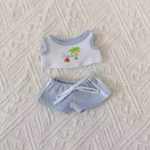 (仅限娃娃衣服) 适用于17cm娃娃衣服1-3代 Labobo休闲夏季无袖短裤 马卡龙吊坠 可换装