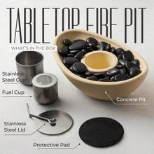 Concrete Tabletop Fire Pit Extended Burn Time Portable Indoor Fireplace And Smores Maker Suitable For Indoor And Outdoor Use Beige - MatteBeige - View 2