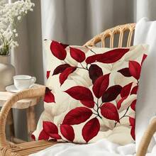 MEMNUN 1个/2个红色叶子图案印花抱枕套（不含枕芯），尺寸：17.7*17.7英寸（45*45厘米）/19.69*19.69英寸（50*50厘米）/15.75*15.75英寸（40*40厘米），单面印花，涤纶材质，适用于房间装饰、家居装饰、卧室装饰，可用于沙发、床、客厅、卧室、汽车、办公室、酒店等场所，四季皆宜，是馈赠亲朋好友的理想之选。 - 彩色 - 查看 6