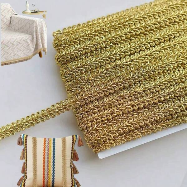 20 متر/لفة ، شريط دانتيل معدني ذهبي بنمط الأزهار بعرض 1سم ، شريط تزييني للعرائس وملابس الأعياد والمجوهرات والأشغال اليدوية والخياطة