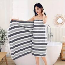 [Toalla de felpa de coral extra grande] Toalla de baño extra grande de felpa de coral suave, de mezcla de poliéster de alta absorción, con diseño a rayas, de uso múltiple, adecuada para el hogar, la playa y la siesta, de estilo moderno, excelente para adultos, de vuelta a la escuela, para salón de belleza, hogar, baño, ducha, toallas para salón de belleza, hotel, deportes, artículos esenciales para el hogar, toalla, cuidado de la piel - Multicolor - Ver 5