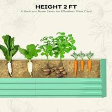 1pc Raised Garden Bed Square Metal Planter Box - 0.5mm Thick Galvanized Steel Planter Box, Easy Tool-Assembly, Open-Bottom Design For Outdoor Use - 綠色 - 查看 7