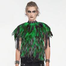 Capa con plumas artificiales de estilo gótico, chal de disfraz de Halloween para hombres