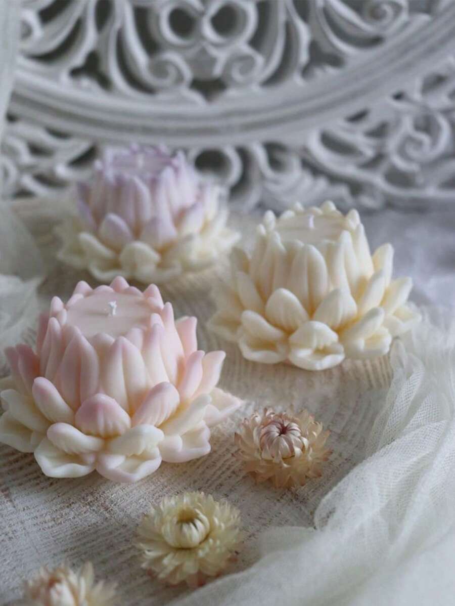 Molde con forma de loto, vela de meditación hecha a mano, molde de silicona de cera de vela 3D, artesanía de cristal de resina, decoración de arte de escritorio hecho a mano, silicona duradera para moldeado de yeso, cena a la luz de las velas para aniversario y San Valentín, decoración de mesa
