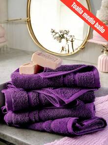 TOALLA DE BAÑO 100% ALGODÓN MEXICANO (Gruesa) ABSORBENTE  70m X 135cm, la cenefa puede variar - Morado - Ver 7