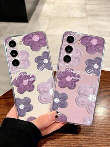 1 pieza Funda de teléfono pintada transparente con patrón de flores minimalista, antideslizante y a prueba de golpes compatible con iPhone 16/11/16pro/16plus/16promax/16e/15Promax/13/14/12/XS/XR/7G/8P, Galaxy 11/12Pro/12/12X/13Pro/14Pro/15Pro/X3pro/, Redmi 10/9/Note9/12c/Note11pro/Note8Pro/9C/9a, cubierta protectora de teléfono a prueba de golpes, a prueba de agua y resistente a los arañazos