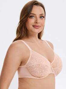 MELENECA MELENECA Women's Minimizer Bras For Large Bust Underwire Plus Size Full Coverage Lace Bras