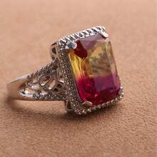 1pc Fashion Transparent Bicolor Rectangular Ring For Women, Stylish Spring/Summer Design - Two-color - View 5