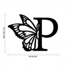 Butterfly Monogram Metal Sign, Metal Wall Art, Letter Wall Decor, Wedding Backdrop, DIY Gift, Home Decor-Metal Signs Print On Demand-- Friendly, Made From  Materials-Metal Signs For Home-Storefront Decor - Black - View 10