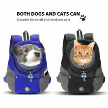 Rucsac pentru transportul câinilor, rucsac respirabil pentru câini cu bretele reglabile, buzunare laterale, rucsacuri pentru capul afară al câinelui cu curea, transport față și spate pentru căței pentru câini mici și pisici cu curea pentru călătorii, drumeții, ciclism, utilizare în aer liber - Albastru - Vizualizare 5