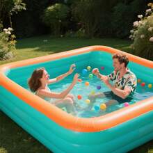 1 piscina inflable de 3 pisos y extra grande, parque acuático portátil plegable para verano, reforzada y gruesa, espaciosa, adecuada para interiores/exteriores, patio, perfecta para entretenimiento y fiestas de verano en el patio trasero, ocio al aire libre, opción ideal para fiestas de piscina de verano, entretenimiento de verano | Diseño plegable | Esencial para reuniones familiares, opción de regalo para familiares y amigos, (sin bomba) - Multicolor - Ver 6