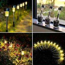 10-Piece Solar LED Lights, Outdoor Solar Stainless Steel Lights, 20mAh,IP44 Solar Landscape Decorative Lights, Suitable For Courtyards, Lawns, Pathways, Decks, Driveways, Gardens, Festival Parties, And Courtyard Walkway Decoration - Warm light - 查看 4