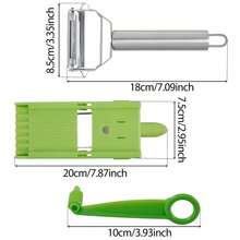 Pelador de Verduras Multifuncional, Pelador de Frutas y Verduras, Rallador, Julienne, Pelador de Zanahorias, Patatas y Pepinos, Gadgets de Cocina - Verde - Ver 7