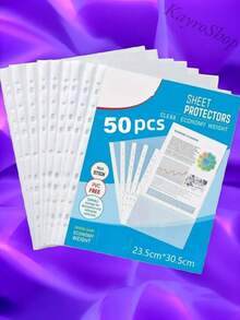 Protectores de Hojas (Pack de 50), Fundas de Hojas, Cubre Hojas, Tamaño Carta A4 Para Carpeta/cubre Hojas, ideal para la oficina, escuela, papeleria, regalo - 50 Piezas - Ver 1