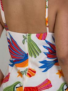 Short Printed Dress With Back Zipper - Clear - View 4