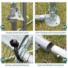 YODOLLA Large Metal Chicken Cage Run For Yard With Cover, Walk-In Chicken Pen For Outdoor, Backyard, And Farm, Hen Cage House For Chickens And Other Poultry - Silver - View 7