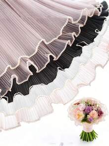 2pcs Crinkle Pearl Floral Wrapping Paper, Crinkle Pearl Organza Flower Packaging Paper, DIY Floral Mesh Crinkle Wave Paper, Suitable For Wedding Anniversary Birthday Flower Shop Supplies, Holiday Party Decorations, Graduation Gift Wrapping Paper