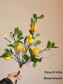 1/2Branches Artificial Plants,Artificial Lemons Branches, 8 Head Faux Lemons With Stem Fake Lemon Themed For Kitchen Decoration Party Spring Summer Decor (Yellow)