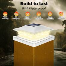 Solar Post Cap Lights 2-Pack, Solar Post Lights Outdoor Waterproof, IP44 Solar Powered For , 3.5x3.5", 4x4", 5.5x5.5" Vinyl/Wooden Posts, Decorate Deck, Patio, Porch, Fence - 白色 - 查看 2