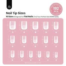 Instant Apex Nail Tips Almond Medium Acrylic Nail Tips, Pre-Etched Pre-Building Strong Thick Long Lasting,16 Sizes,192 Pieces - 192 件方形超短 - 查看 3