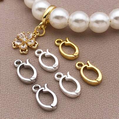 2/4/6pcs Real 18K Gold Plated Brass Oval Jewelry Clasp Buckle Spring With Ring Connectors Snap Clip Clasps For Jewelry Making DIY Crafts Findings