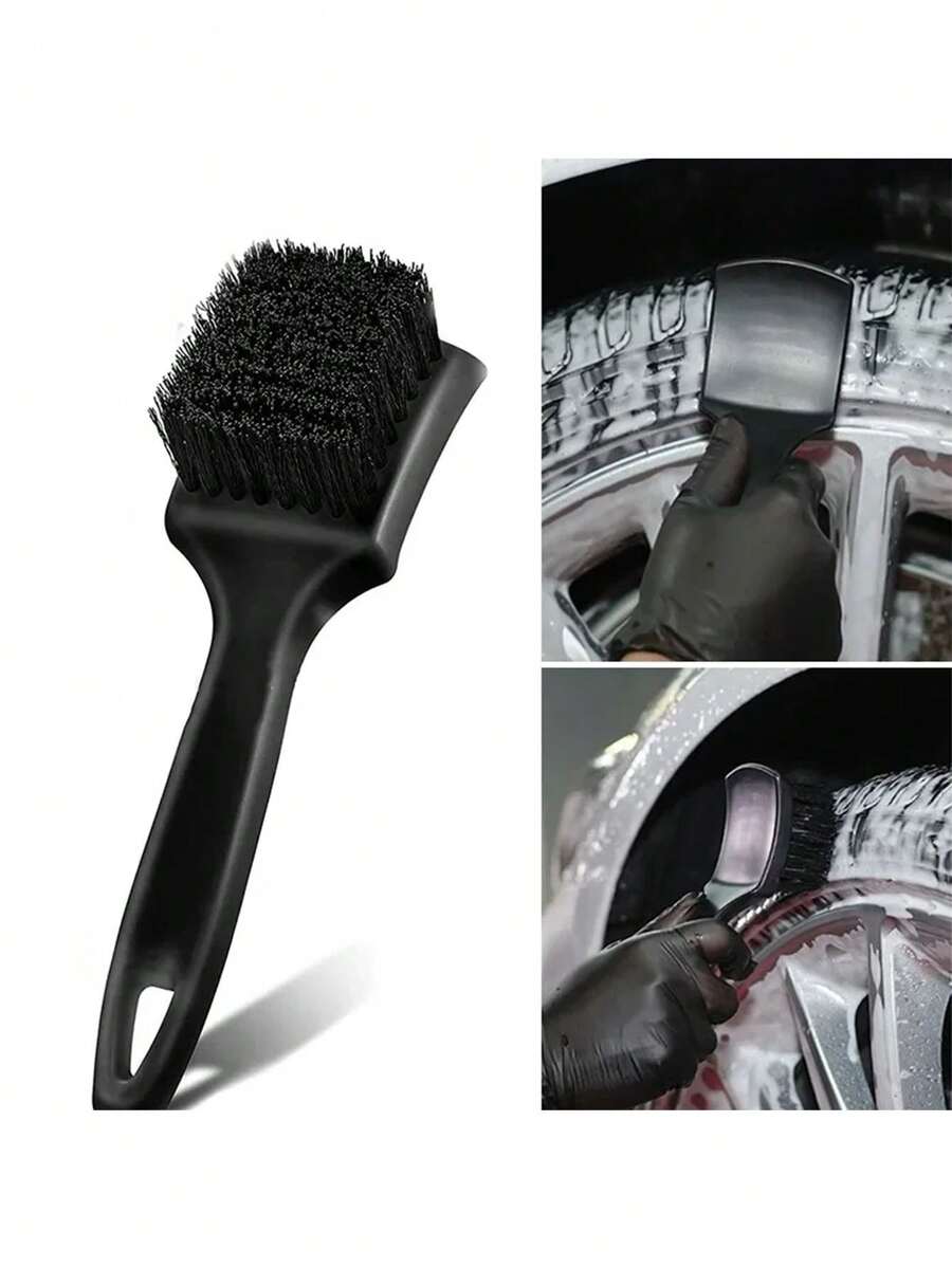 1pc Black PP Car Tire Rim Carpet Wheel Brush, Car Cleaning Tool Accessory