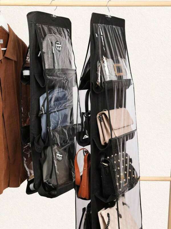 1pc 6/8 Grid Bag Storage Hanging Bag Wardrobe Dormitory Hanging Household Rack Layered Bag Rack Shoulder Bag Storage Bag