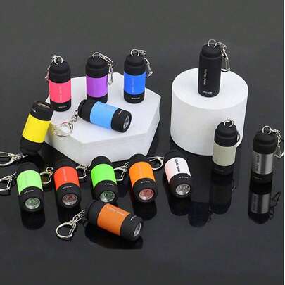 3pcs Mini Keychain LED Flashlight, Portable Rechargeable Multi-Function Outdoor Flashlight With Clip, Suitable For Hiking, Camping, Fishing, Running And Emergency Lighting, Camping Accessories