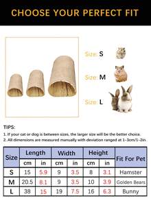 1 件多功能可折叠小型宠物拱门屋仓鼠垫兔子隧道玩具窝，适合室内外使用 - 卡其色 - 查看 3