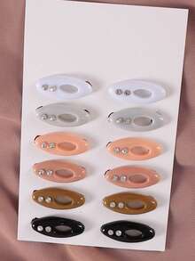 12pcs Women's Headscarf Pins, Black & White Scarf Buckle Hijab Pins Fashionable Brooch - Black and White - View 10