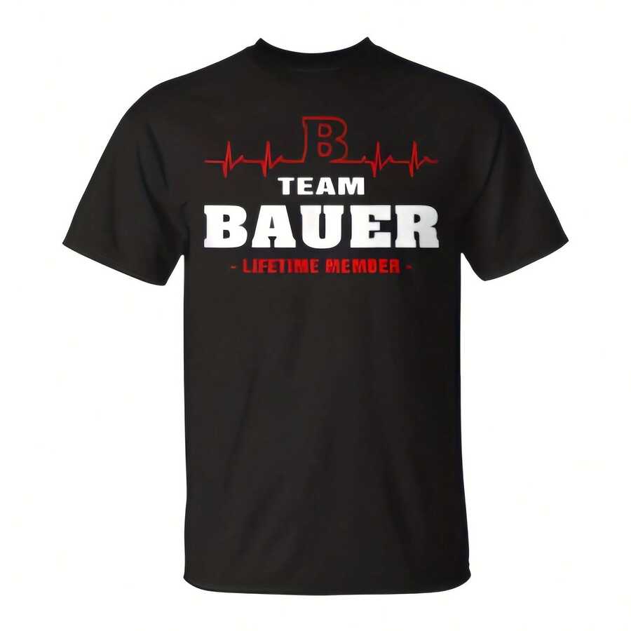 Bauer Surname Family Name Team Bauer Time Member T-ShirtExperience Unmatched Comfort And Durability With Our 220G Heavyweight 100% Cotton T-Shirt. Designed For Those Who Value Quality And Substance, This Offers A Structured Fit, Soft Feel, And Long-Lasting Wear. Perfect For Casual Style, Layering, Or Everyday Essentials, It's Breathable Yet Sturdy-Your New Favorite Go-To Shirt. - Black - View 1